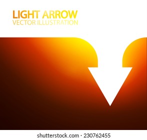 Shining arrow banner with light. Vector illustration