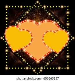 Valentineâ??s shining background with hearts. Vector illustration