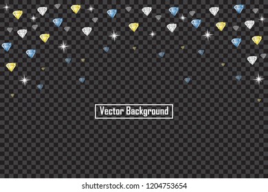 Shining Background for Jewelry Design. Falling Gems. Diamond. Vector illustration. ESP10