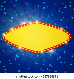 Shining background with retro casino light banner. Vector illustration