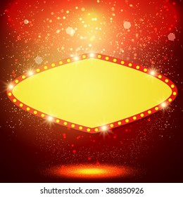 Shining background with retro casino light banner. Vector illustration