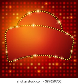 Shining background with retro casino light banner. Vector illustration