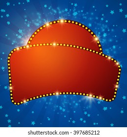 Shining background with retro casino light banner. Vector illustration