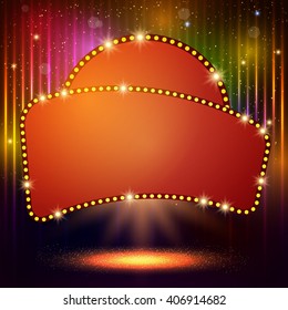 Shining background with retro casino light banner. Vector illustration