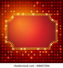 Shining background with retro casino light banner. Vector illustration