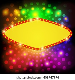 Shining background with retro casino light banner. Vector illustration