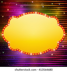 Shining background with retro casino light banner. Vector illustration