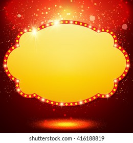 Shining background with retro casino light banner. Vector illustration