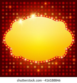 Shining background with retro casino light banner. Vector illustration