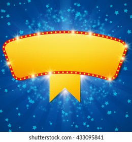 Shining background with retro casino light banner. Vector illustration