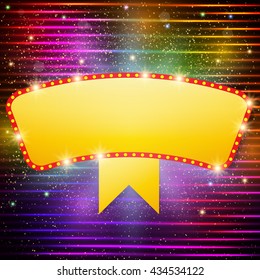 Shining background with retro casino light banner. Vector illustration
