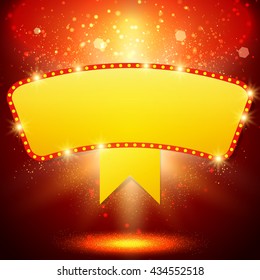 Shining background with retro casino light banner. Vector illustration