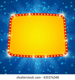 Shining background with retro casino light banner. Vector illustration