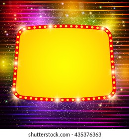 Shining background with retro casino light banner. Vector illustration