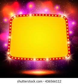 Shining background with retro casino light banner. Vector illustration