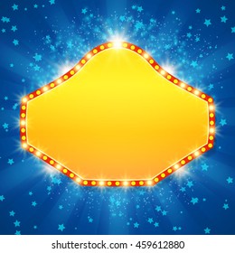 Shining background with retro casino light banner. Vector illustration
