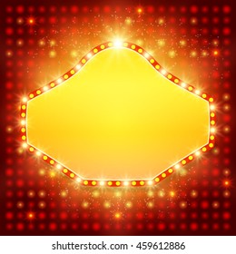 Shining background with retro casino light banner. Vector illustration