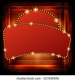 Shining background with retro casino light banner. Vector illustration