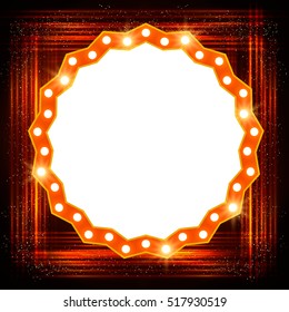 Shining background with retro casino light banner. Vector illustration