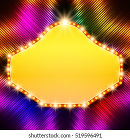 Shining background with retro casino light banner. Vector illustration