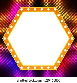 Shining background with retro casino light banner. Vector illustration