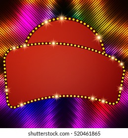 Shining background with retro casino light banner. Vector illustration