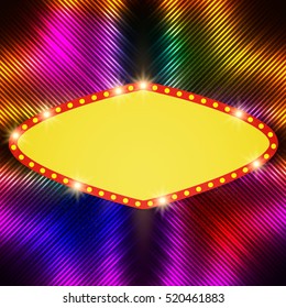 Shining background with retro casino light banner. Vector illustration