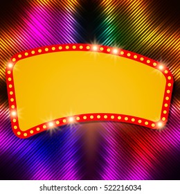Shining background with retro casino light banner. Vector illustration
