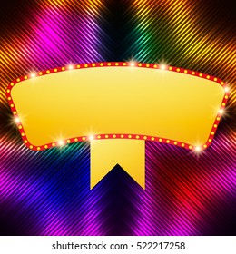 Shining background with retro casino light banner. Vector illustration