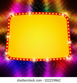 Shining background with retro casino light banner. Vector illustration