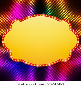 Shining background with retro casino light banner. Vector illustration