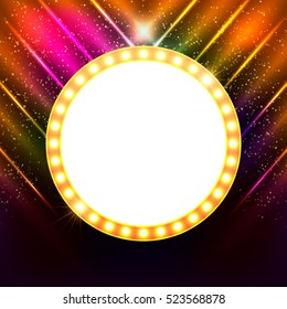 Shining background with retro casino light banner. Vector illustration