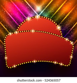 Shining background with retro casino light banner. Vector illustration
