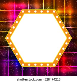Shining background with retro casino light banner. Vector illustration