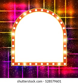 Shining background with retro casino light banner. Vector illustration