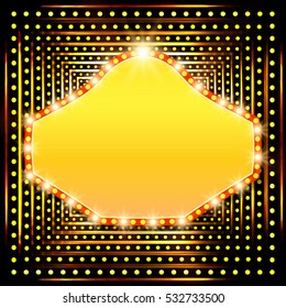 Shining background with retro casino light banner. Vector illustration