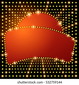 Shining background with retro casino light banner. Vector illustration