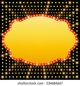 Shining background with retro casino light banner. Vector illustration