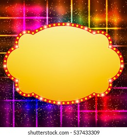 Shining background with retro casino light banner. Vector illustration