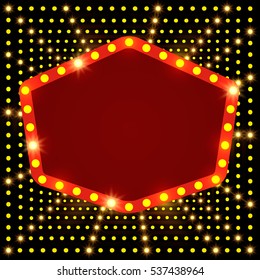 Shining background with retro casino light banner. Vector illustration