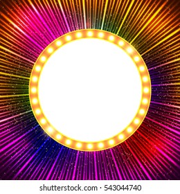 Shining background with retro casino light banner. Vector illustration