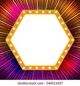 Shining background with retro casino light banner. Vector illustration