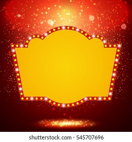 Shining background with retro casino light banner. Vector illustration