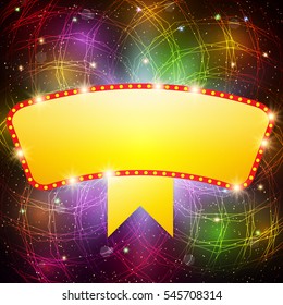 Shining background with retro casino light banner. Vector illustration