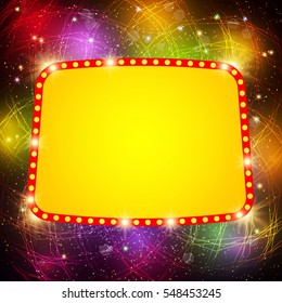 Shining background with retro casino light banner. Vector illustration