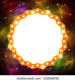 Shining background with retro casino light banner. Vector illustration