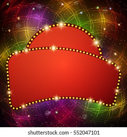 Shining background with retro casino light banner. Vector illustration