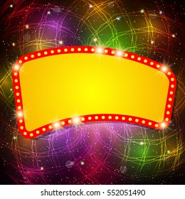 Shining background with retro casino light banner. Vector illustration