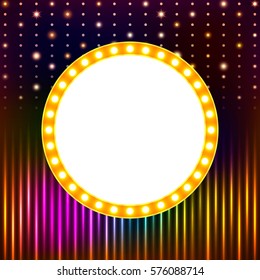 Shining background with retro casino light banner. Vector illustration