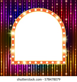 Shining background with retro casino light banner. Vector illustration